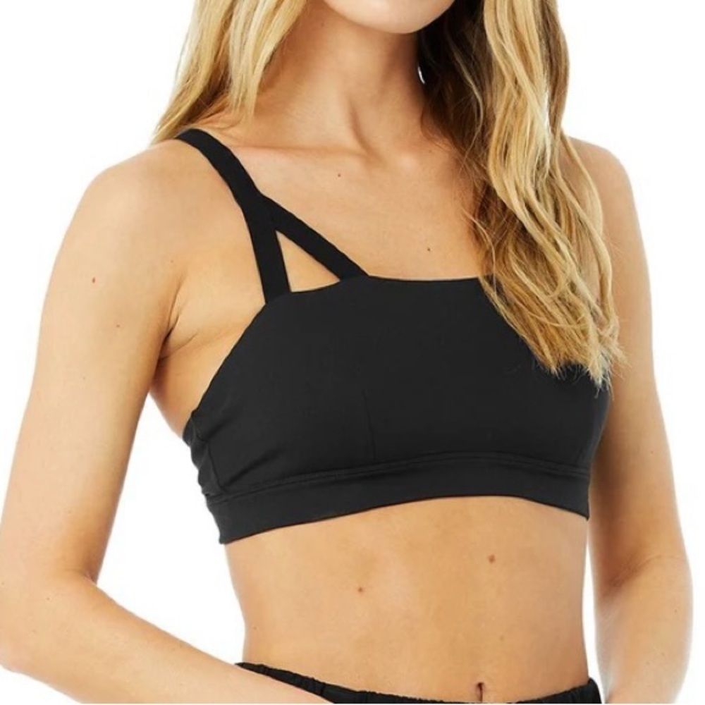 ALO Yoga Repose Black Strappy Sports Bra - Picture 2 of 5